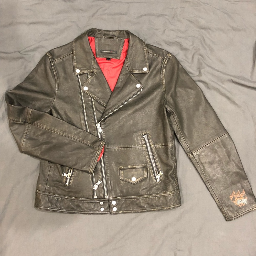 NWT John Varvatos Double Zip Biker leather Jacket